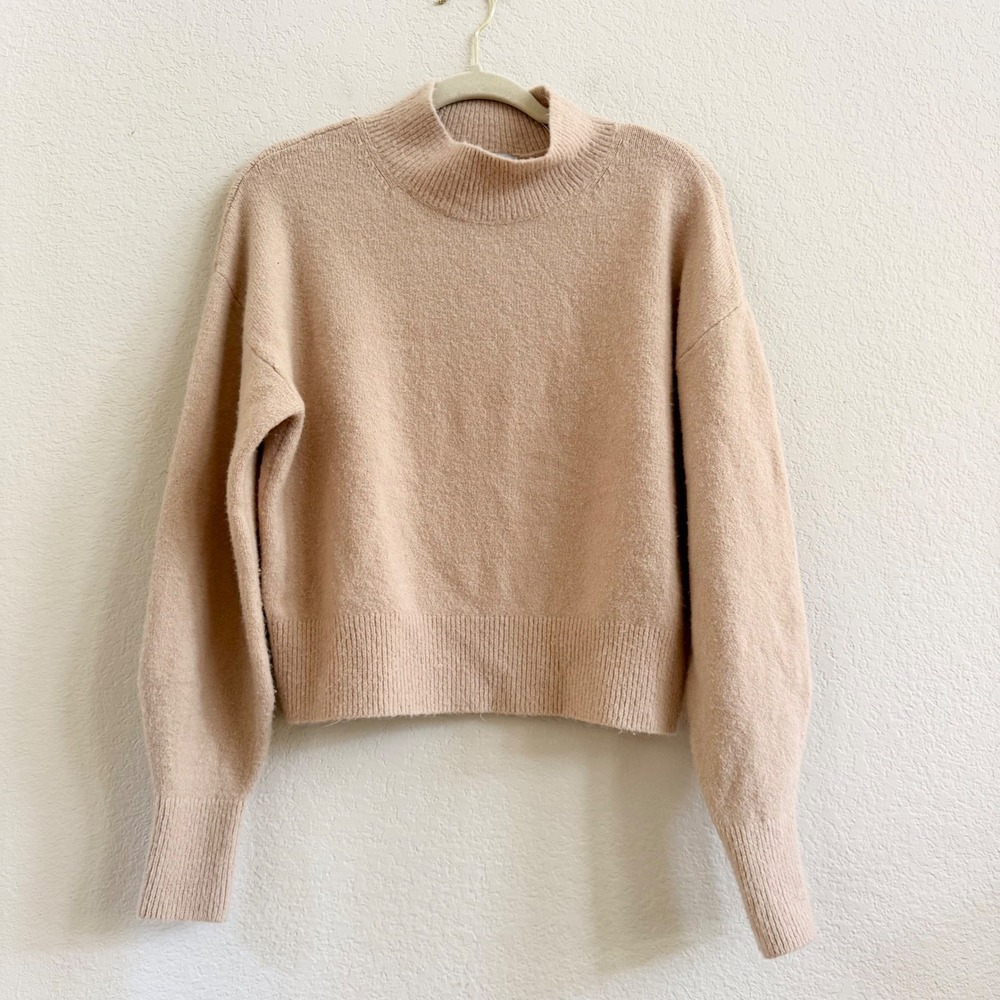 & Other Stories Womens Beige Mock Neck Wool Blend Knit Sweater Size S